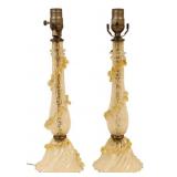 Midcentury Pair of Murano Glass Lamps.