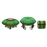 (3) Antique Unusual Form Green Apple Opaline Glass
