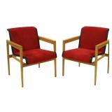 Pair of Seventies Upholstered Blonde Armchairs.