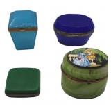 (4) Colored Glass Boxes in Green or Blue.