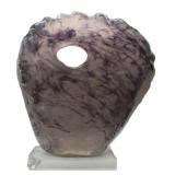 Abstract Clear and Purple Glass Sculpture.