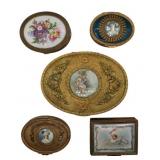 (5) Gilt Bronze Boxes with Painted Plaques.
