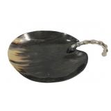 Natural Horn Bowl with Chrome Handle.
