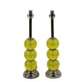 Pair of Murano Glass Lamps on Chrome Bases.
