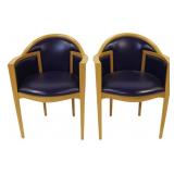 POTOCCO Signed Pair of Blonde Modernist Chairs.
