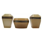 (3) Butterscotch Opaline Glass Boxes of Multiple