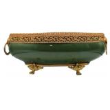 French Sarreguemines Gilt Metal Mounted Green