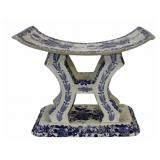 COPELAND Signed Blue & White Porcelain Seat.