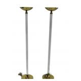 Midcentury Pr of Glass and Brass Torchiere Lamps.