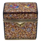 19th C Moser Enameled Cranberry Glass Box.