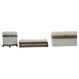 (3) White Opaline Glass Boxes of Various Forms.