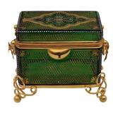 19th C Bohemian Glass Gilt Mounted Box.