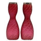 SILVER. Pair of Antique Silver Mounted Loetz Glass