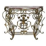 Vintage Bronze and Marbletop Console.