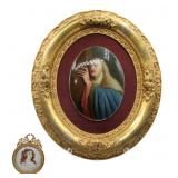 Antique KPM Plaque and Small Portrait in Gilt