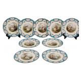 (9) SEVRES Paint Decorated Porcelain Plates.