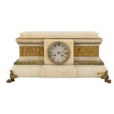 Large French Bronze Mounted Alabaster Clock.
