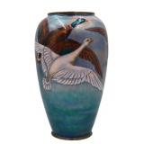 Signed Henriette Marty Limoges Enamel Vase with