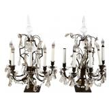 Antique Pair of Bronze & Crystal Girondelles.