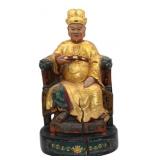 Chinese Paint Decorated Wood Carving of a Scholar