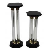 2 Midcentury Ebonized & Clear Lucite Pedestals.