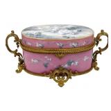 Large 19th C French Bronze Mounted Opaline Glass