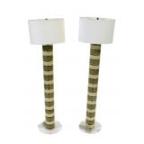 Midcentury Pair of Lucite Two Tone Floor Lamps.