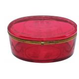 19th C Cranberry Glass Nautical Box.