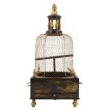 Vintage Tole Chinoiserie Decorated Bird Cage.