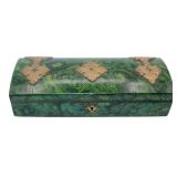 19th C Antique Faux Malachite Painted Box with