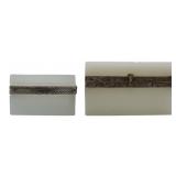 (2) White Opaline Glass Boxes with Gilt Metal