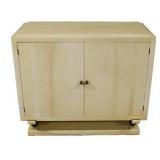 Midcentury Parchment / Goatskin 2 Door Cabinet.
