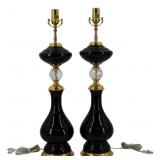 Pair of Vintage Murano Glass and Clear Lamps.