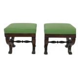 Antique Pair of Mahogany Clawfoot Benches.