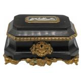 19th C French Black Lacquered Wood Box with