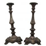 SILVER. Pair of .750 Silver Shabbat Candlesticks.