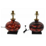 Pair of Glass Lamps by Kralik.