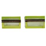 (2) Uranium Glass and Gilt Metal Vanity Boxes.