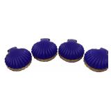 (4) French Brilliant Blue Glass Clamshell Boxes.