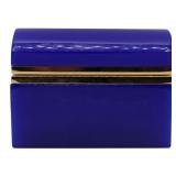 Vintage Domed Top Blue Opaline Glass Box.