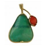 JEWELRY. Italian 18kt Gold and Polished Gem Pear