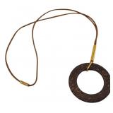 JEWELRY. Hermes Leather and Gold-tone Necklace.