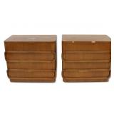 Midcentury Pair of Blonde Wood Dressers.