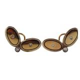 JEWELRY. Pair of 14kt Gold, Diamond and Enamel