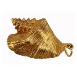 JEWELRY. Signed YDL 10kt Gold Seashell Pendant.