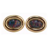 JEWELRY. Pair of Signed SECRETT 14kt Gold and Opal