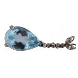 JEWELRY. Signed 16kt Gold Aquamarine and Diamond