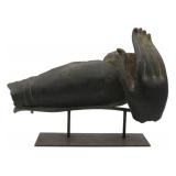 Antique Thai Bronze Buddha Fragment on Stand.