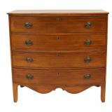 19th Century Mahogany 4 Drawer Bow Front Chest.
