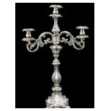 JUDAICA. Russian Polish .875 Silver Candelabra.